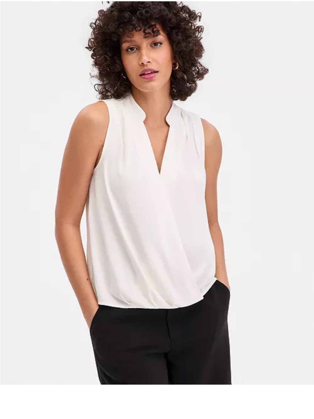 NWT I.N.C. International Concepts
Women's Sleeveless Faux Wrap Blouse SZ M